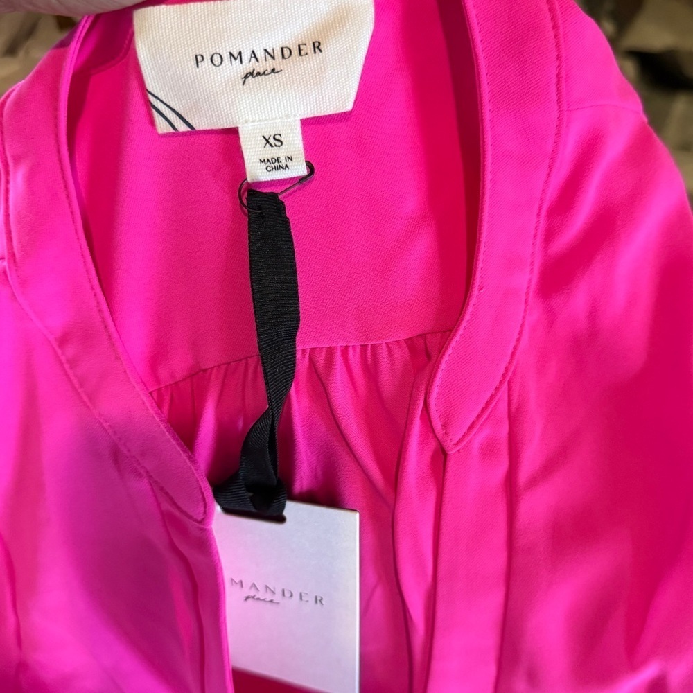 Pomander Place Kenzo Mini Dress NWT XS Pink Tiered Crepe Tuckernuck - Picture 8 of 16